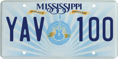 MS license plate YAV100