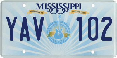 MS license plate YAV102