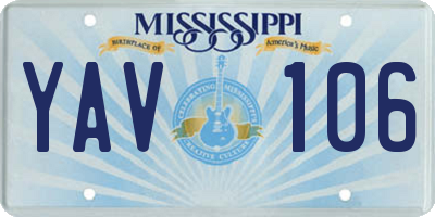 MS license plate YAV106