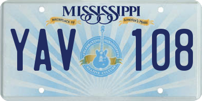 MS license plate YAV108