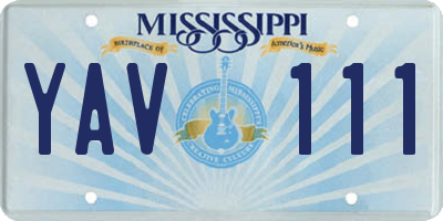 MS license plate YAV111