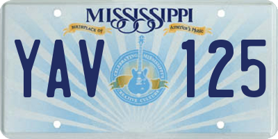 MS license plate YAV125