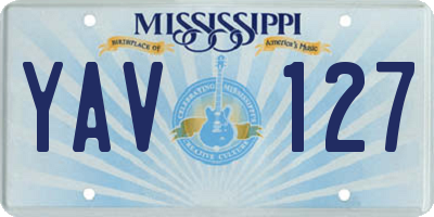 MS license plate YAV127