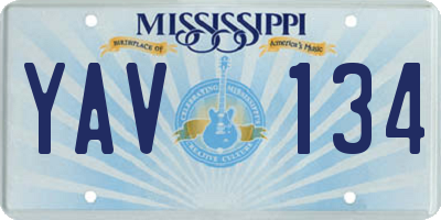 MS license plate YAV134