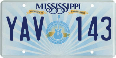 MS license plate YAV143