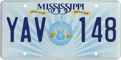 MS license plate YAV148