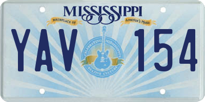 MS license plate YAV154