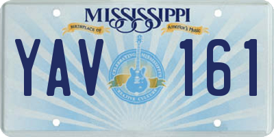 MS license plate YAV161
