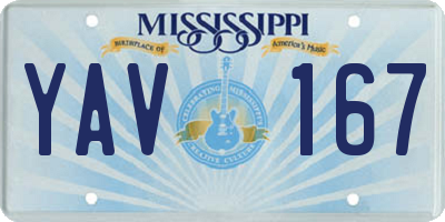 MS license plate YAV167