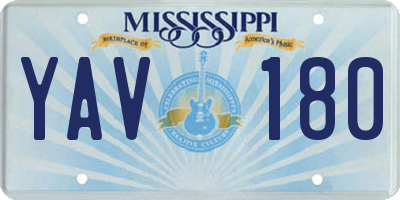 MS license plate YAV180