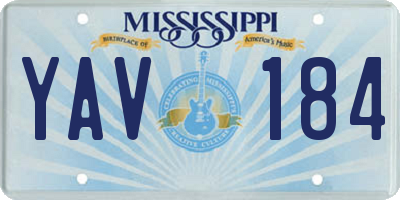MS license plate YAV184