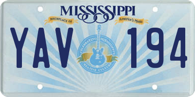 MS license plate YAV194