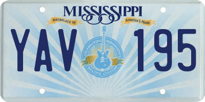 MS license plate YAV195