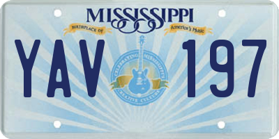 MS license plate YAV197