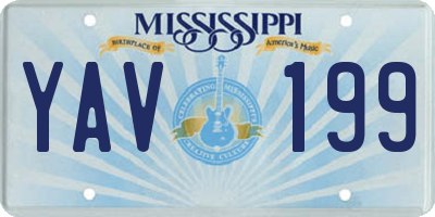 MS license plate YAV199