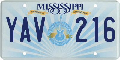 MS license plate YAV216