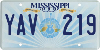 MS license plate YAV219