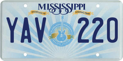 MS license plate YAV220