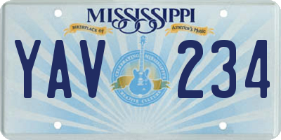 MS license plate YAV234