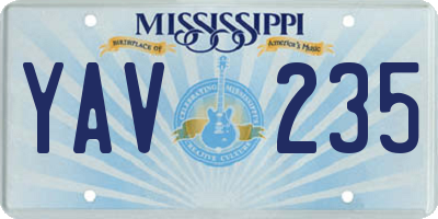 MS license plate YAV235