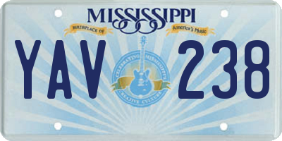 MS license plate YAV238