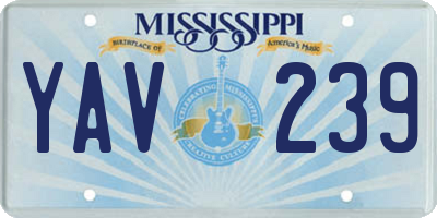 MS license plate YAV239