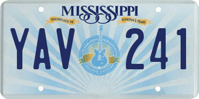 MS license plate YAV241