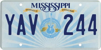 MS license plate YAV244