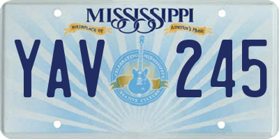 MS license plate YAV245