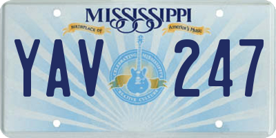 MS license plate YAV247