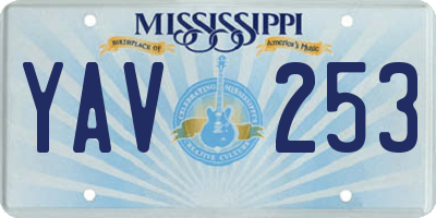 MS license plate YAV253