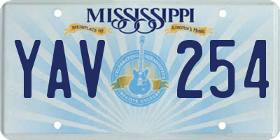 MS license plate YAV254
