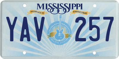 MS license plate YAV257