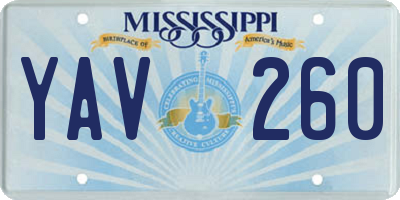 MS license plate YAV260