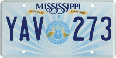 MS license plate YAV273