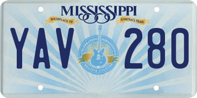 MS license plate YAV280