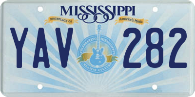 MS license plate YAV282