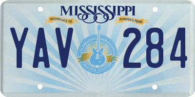 MS license plate YAV284