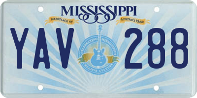 MS license plate YAV288