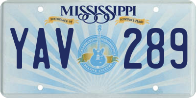 MS license plate YAV289