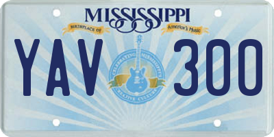 MS license plate YAV300