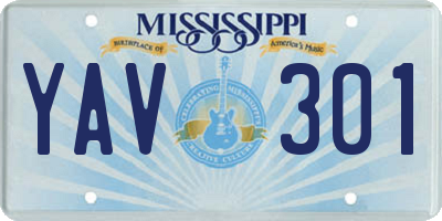 MS license plate YAV301