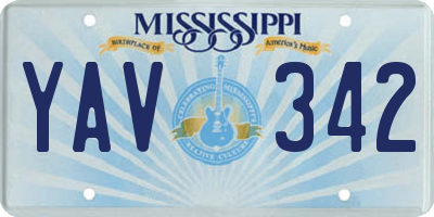 MS license plate YAV342