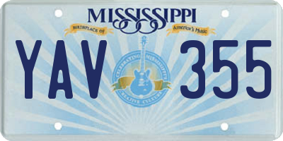 MS license plate YAV355