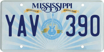 MS license plate YAV390