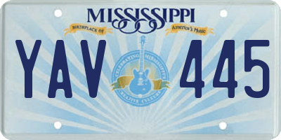 MS license plate YAV445