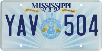 MS license plate YAV504
