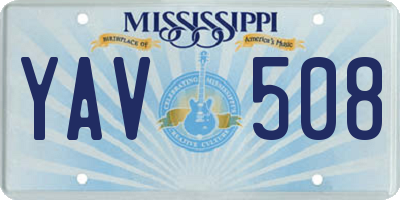 MS license plate YAV508