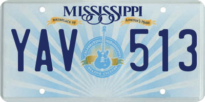 MS license plate YAV513