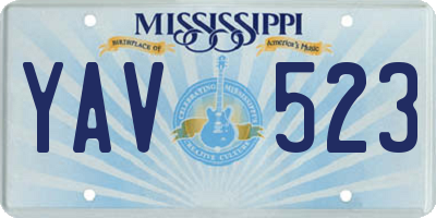 MS license plate YAV523
